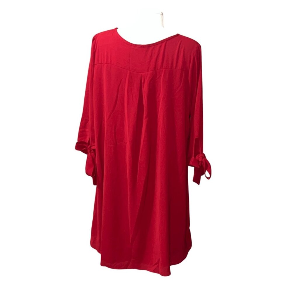 ChicSoul Tie Sleeve Midi Casual Work Dress Sz 3XL Red Womens - Picture 12 of 16